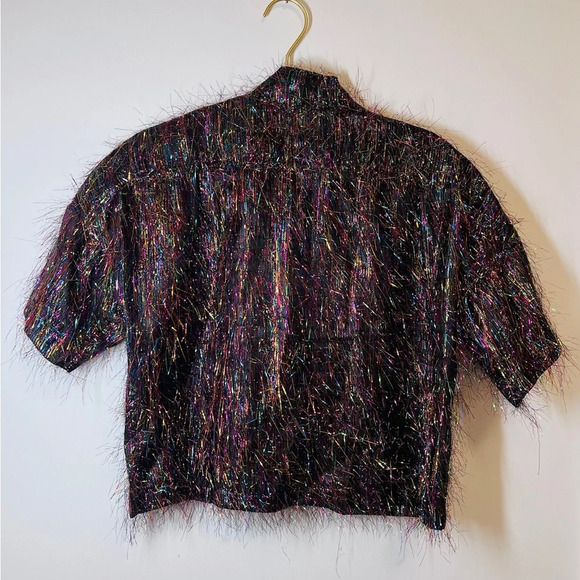 Tinsel Short Sleeve Blouse Multicolor Adam Dalton Blake holiday eras - Picture 5 of 6